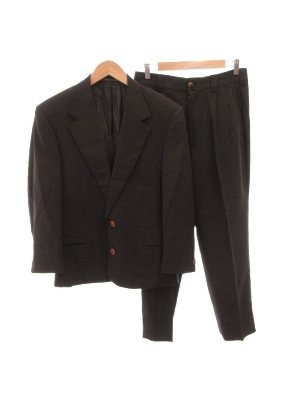 Versace Suit Set Business Jacket Pants Wool Lining Medusa Pattern 46 Brown